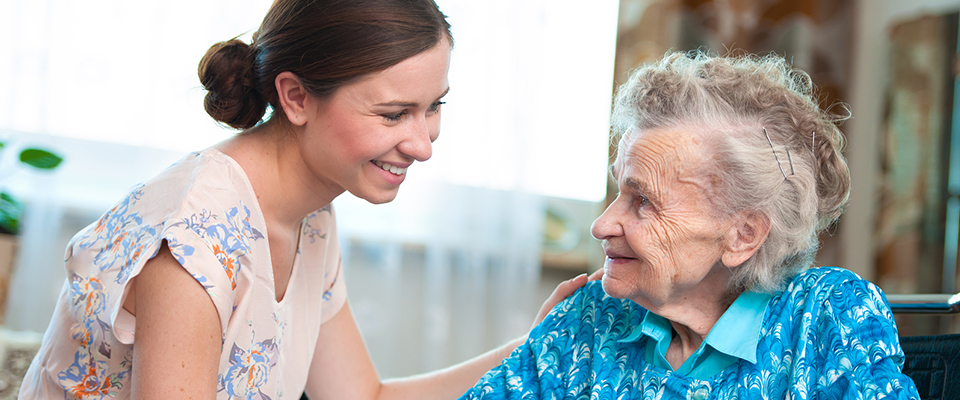 support worker with older women