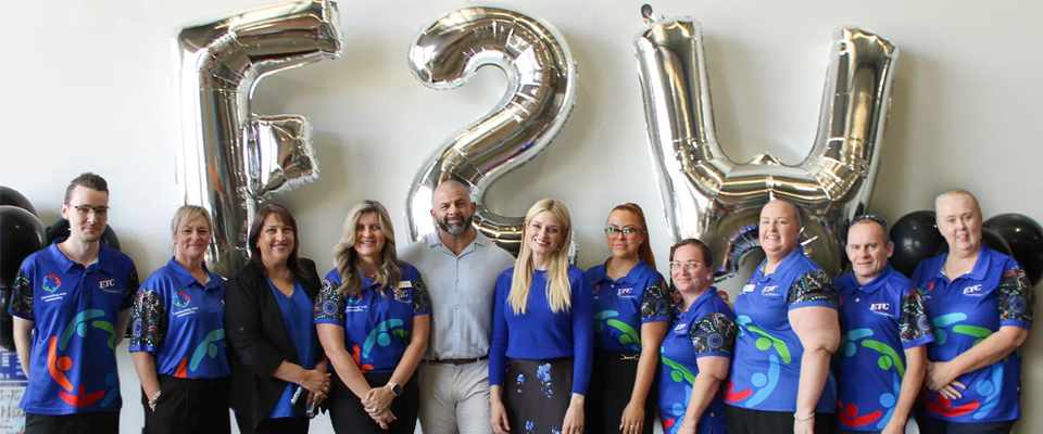 Fruit2Work and ETC team members celebrating Fruit2Work Queensland’s second birthday at Archerfield